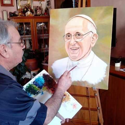Alberto mentre dipinge