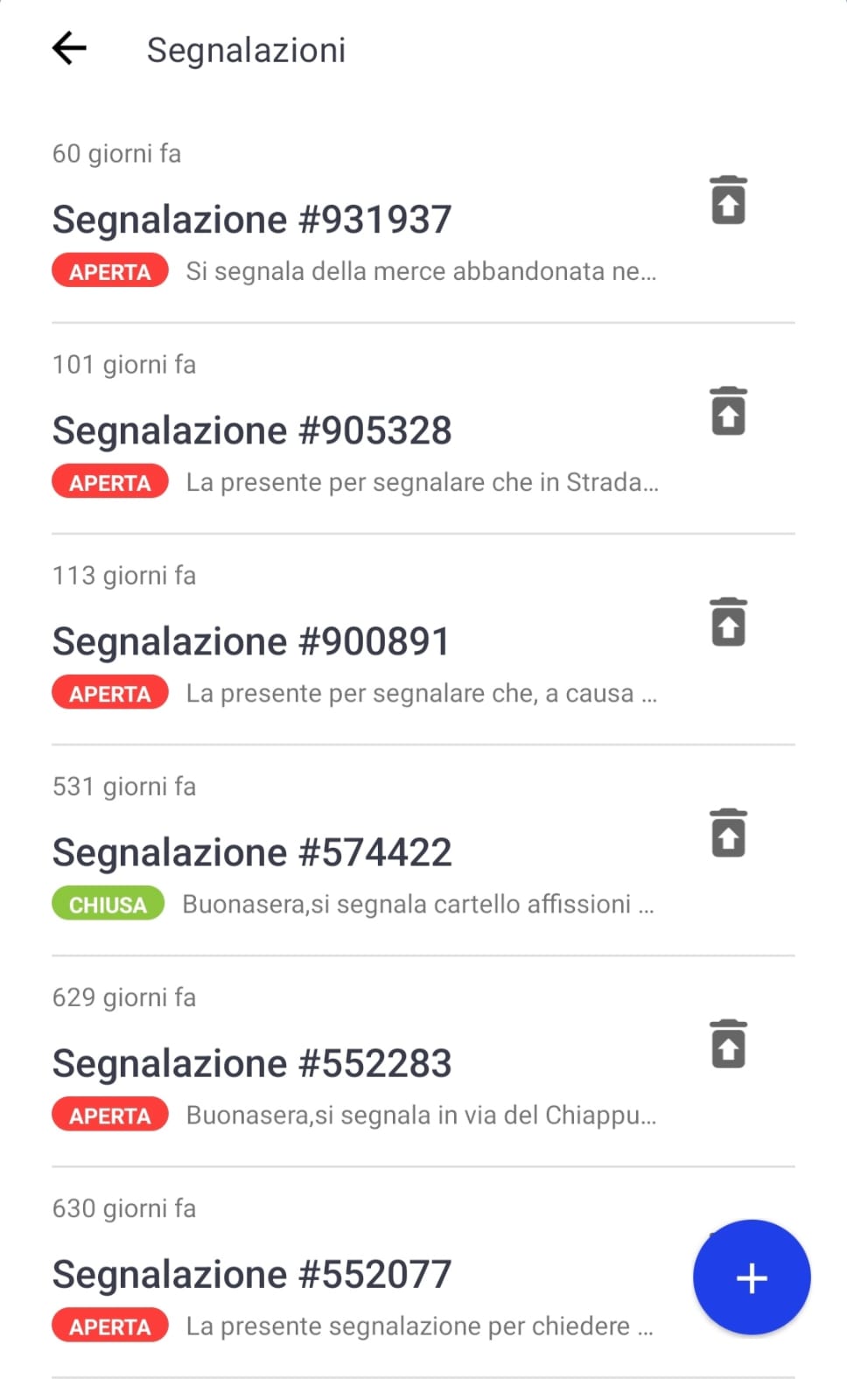 segnalazioni aperte App Municipium