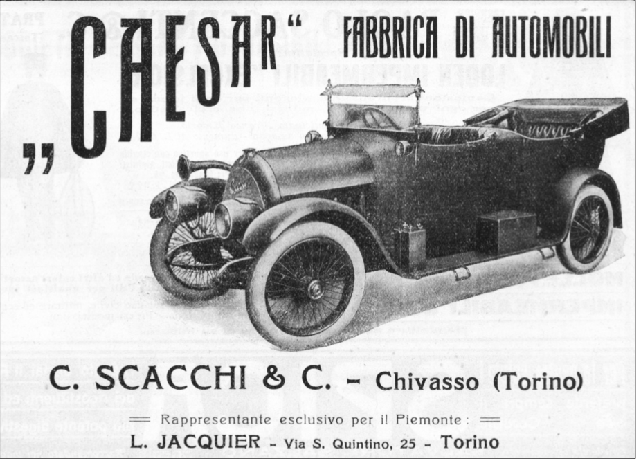 Pubblicit&agrave; della vettura Caesar prodotta da Cesare Scacchi