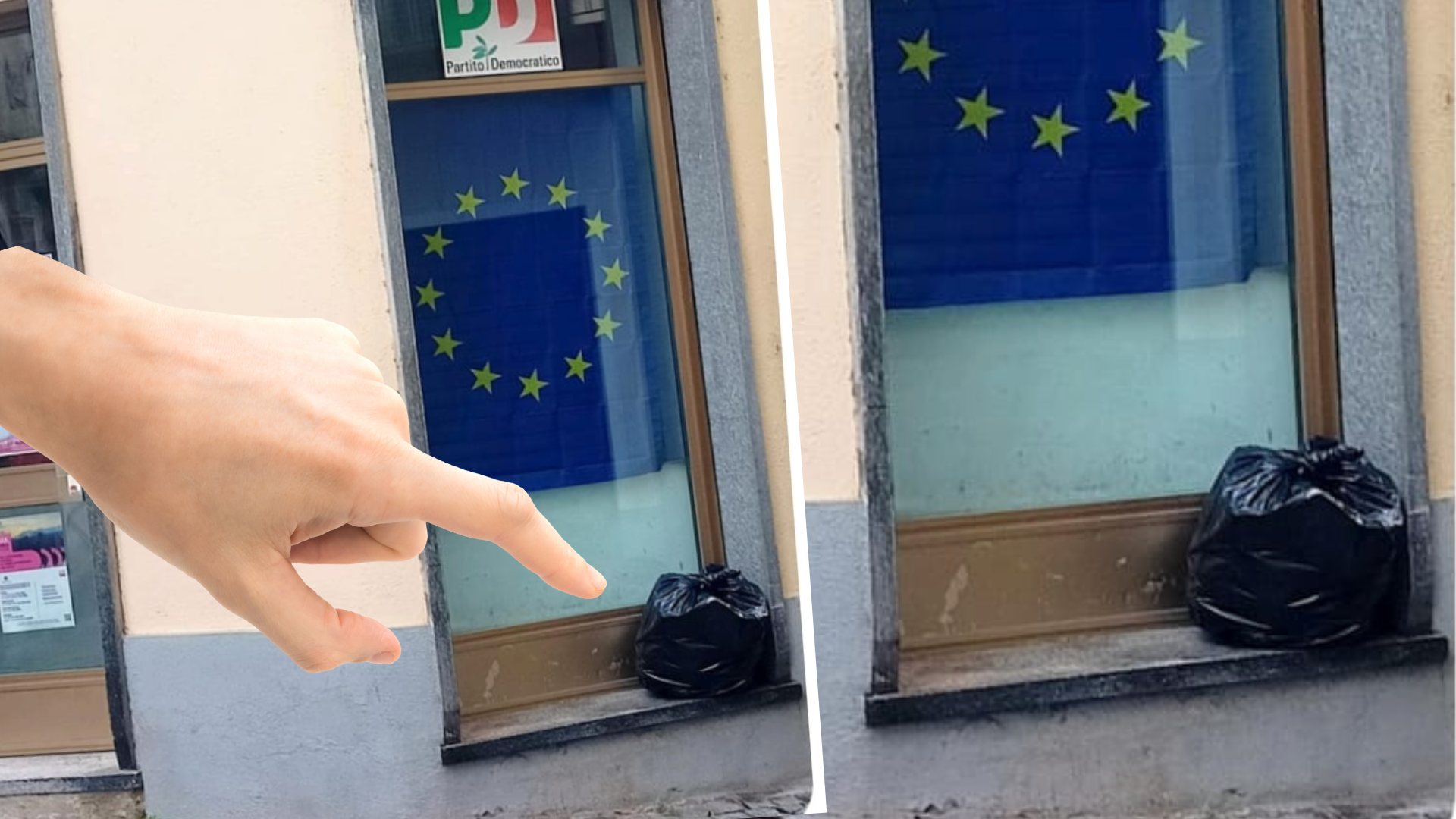 davanti alla sede del Pd