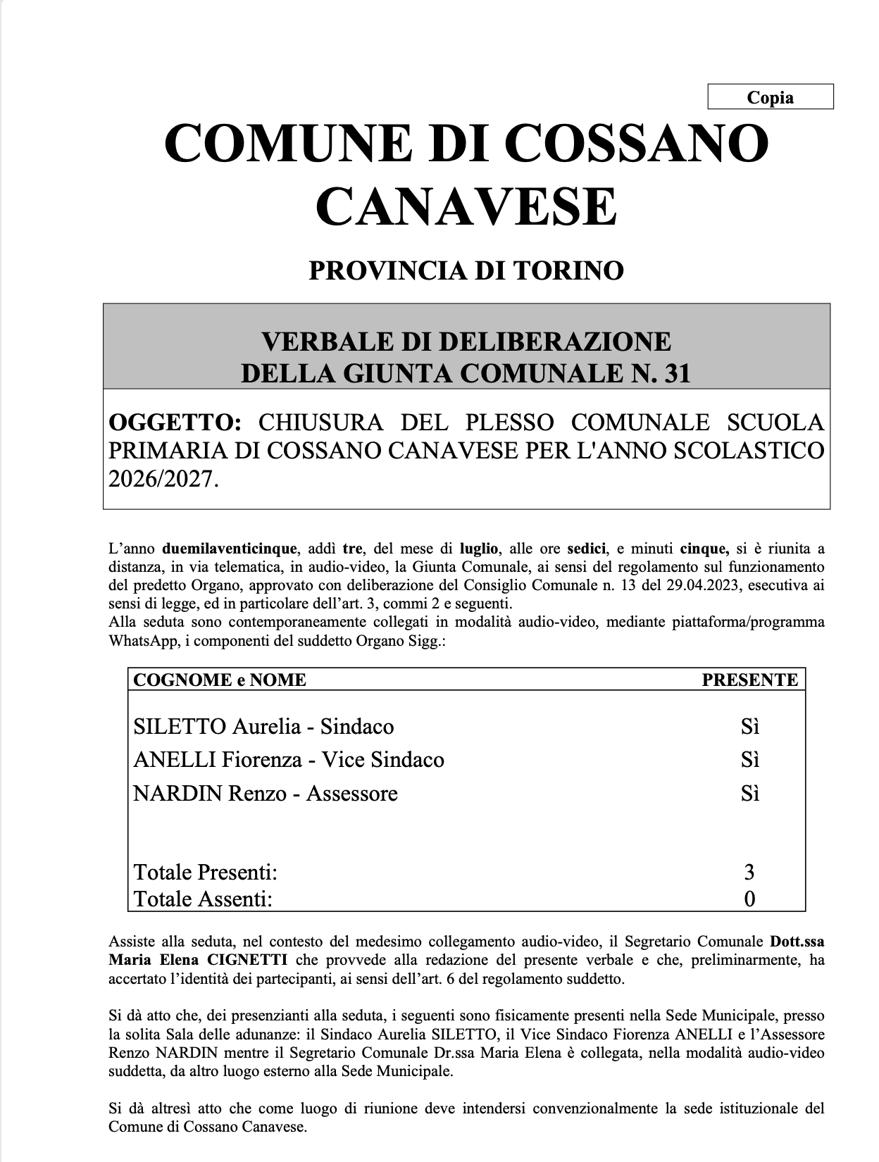 delibera 31