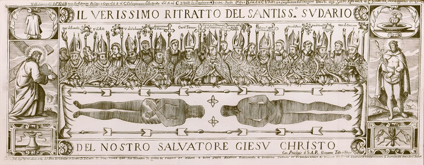 Acquaforte che ritrae la prima ostensione torinese della Sindone, 12 ottobre 1578