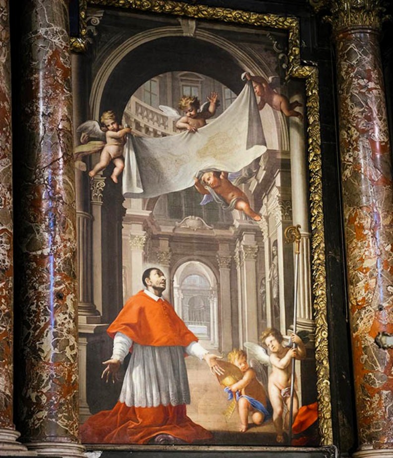 San Carlo Borromeo e la Sindone, opera secentesca di Giacomo e Giovanni Andrea Casella, chiesa di San Carlo, Torino