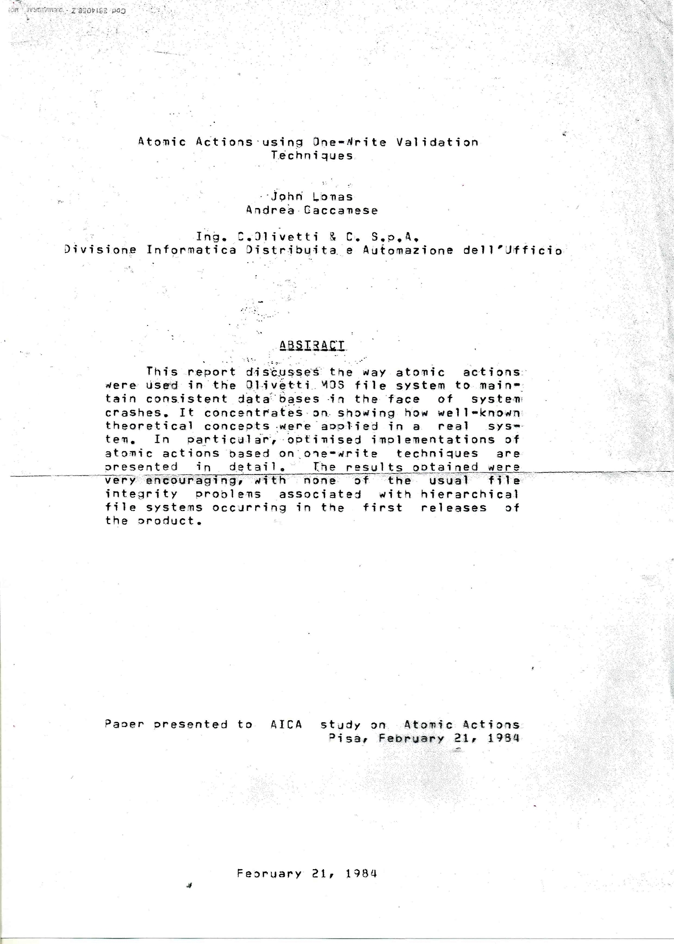 Articolo ‘Commit’ 1984