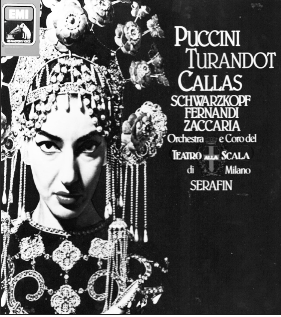 La copertina del disco Turandot, 1957.